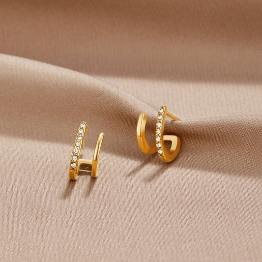 18K Gouden & Kristallen Klauw Oorbellen