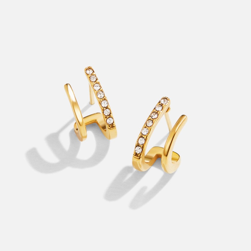 18K Gouden & Kristallen Klauw Oorbellen