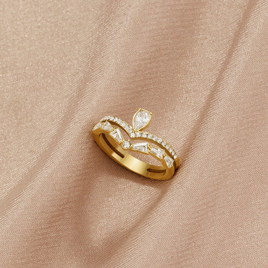 18K Gouden Lilly Kristallen Ring