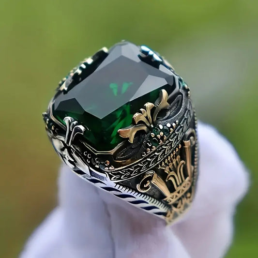 Zilveren Smaragden Vintage Ring