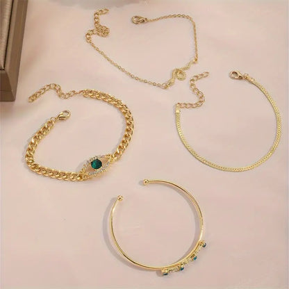 Gouden Smaragden Bedelarmband Set