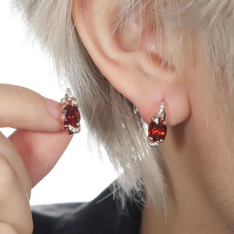 Crimson Twilight Druppel Oorbellen | Goud