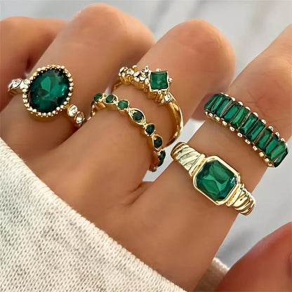 Gouden Smaragden Ring Set