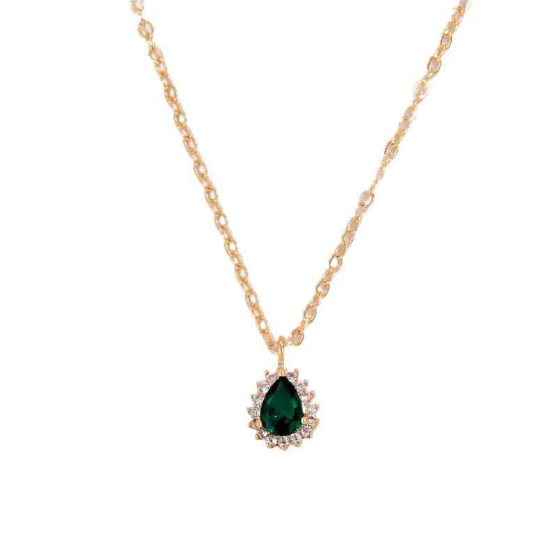 Gouden Smaragden Druppel Ketting