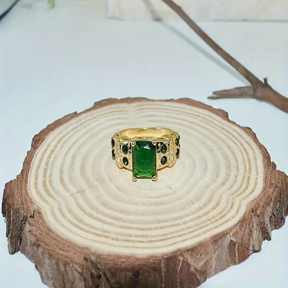 Gouden Smaragden Geometrische Ring