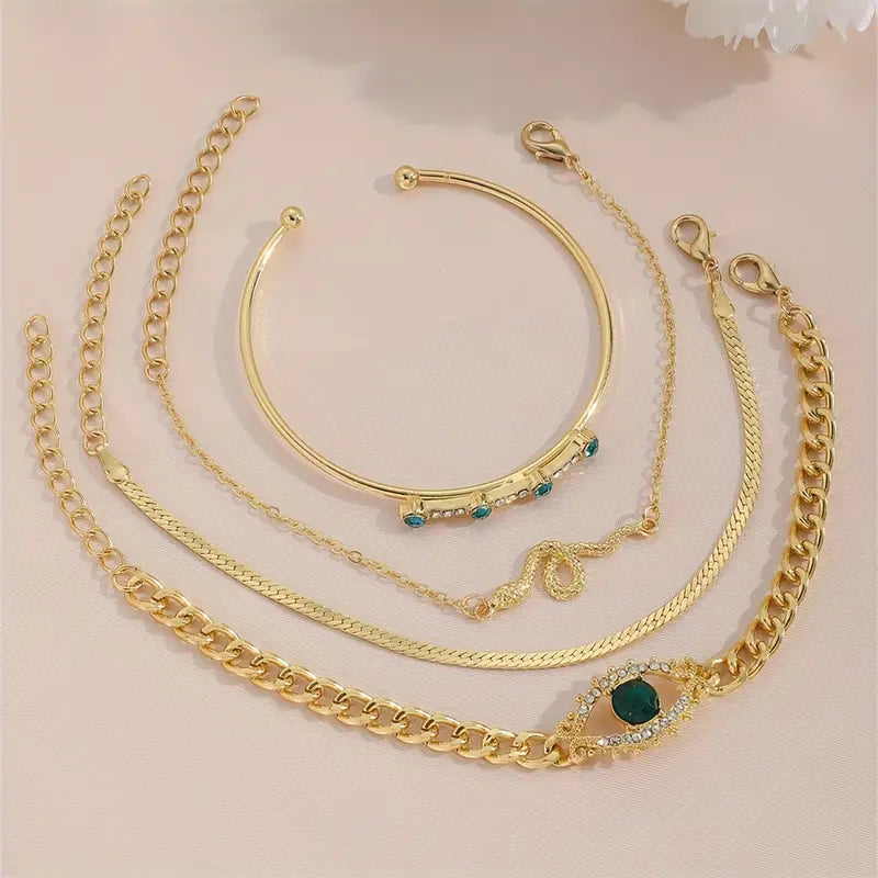 Gouden Smaragden Bedelarmband Set