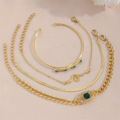 Gouden Smaragden Bedelarmband Set