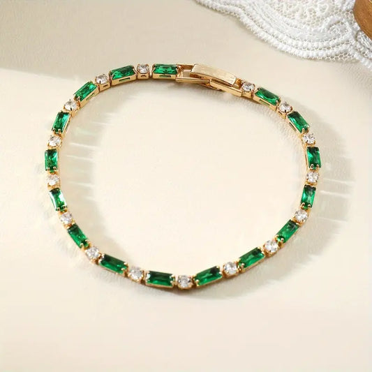 Gouden Smaragden Alternating Tennisarmband