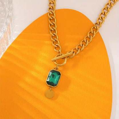 Chunky Ketting Smaragden Hanger Ketting | Goud