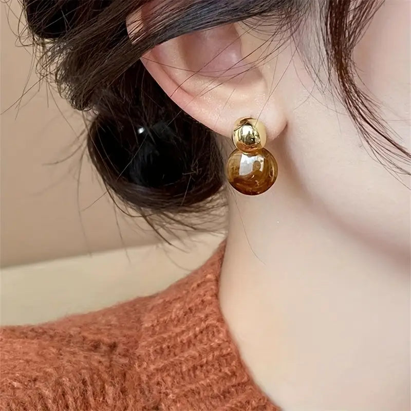 Aurélie Amber Druppel Oorbellen | Goud