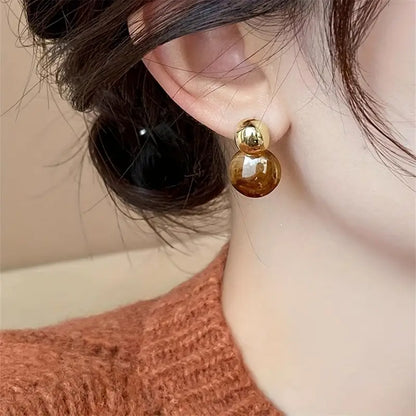 Aurélie Amber Druppel Oorbellen | Goud