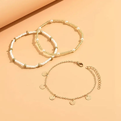 Coastal Bedel 3-Piece Gelaagde Enkelbandje Set | Goud