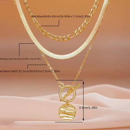 Savira Textured Coin Gelaagde Ketting | Goud