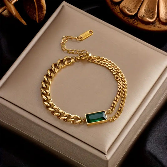 Gouden Smaragden Bar Schakelarmband