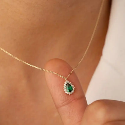 Gouden Smaragden Druppel Ketting