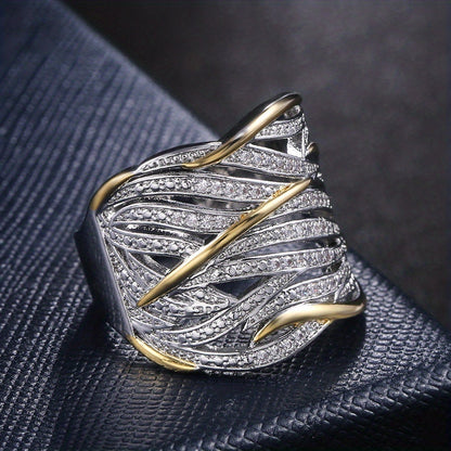Zilveren en Gouden Geweven Band Ring