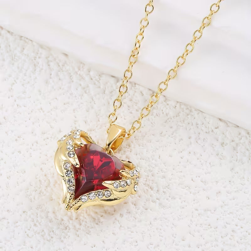 Engel Embrace Robijnen Hart Ketting | Goud