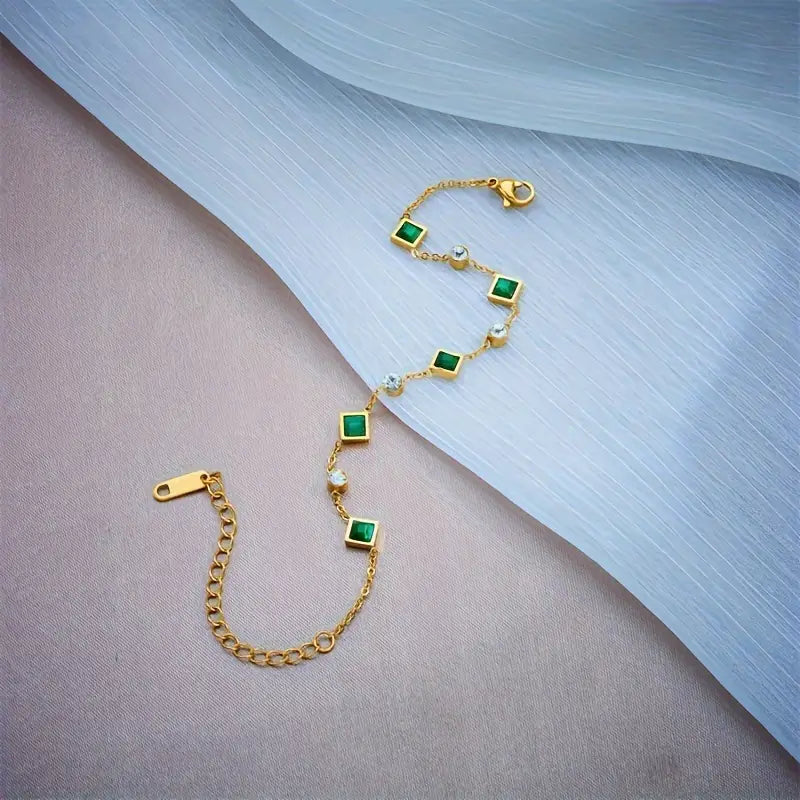 Gouden Smaragden Station Armband