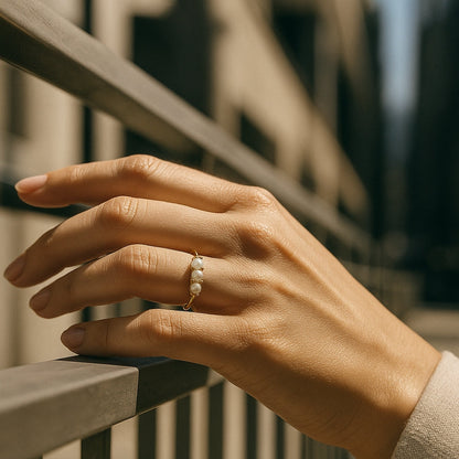 Triple Parel Gouden Ring