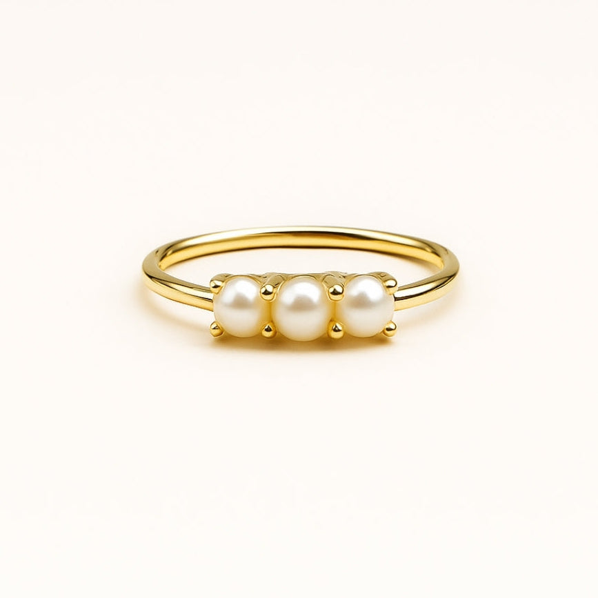 Triple Parel Gouden Ring