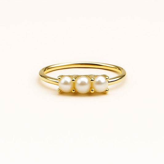 Triple Parel Gouden Ring