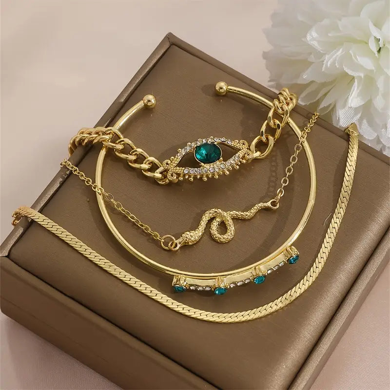 Gouden Smaragden Bedelarmband Set