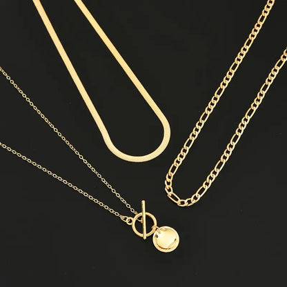 Savira Textured Coin Gelaagde Ketting | Goud