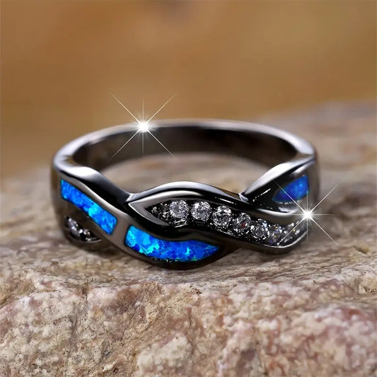 Zilveren Gedraaide Inleg Ring
