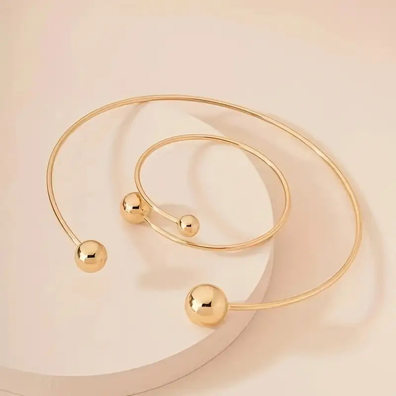Minimalistische Glow Collar & Cuff Armband Set | Goud