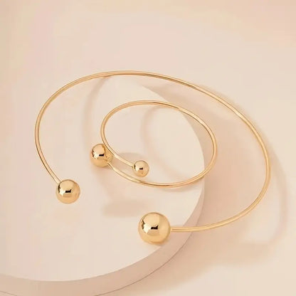 Minimalistische Glow Collar & Cuff Armband Set | Goud