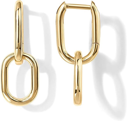 Schakel Drop Creolen | Goud