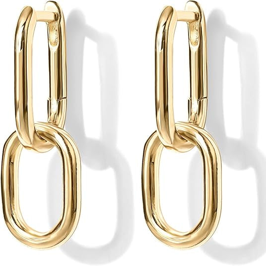 Schakel Drop Creolen | Goud