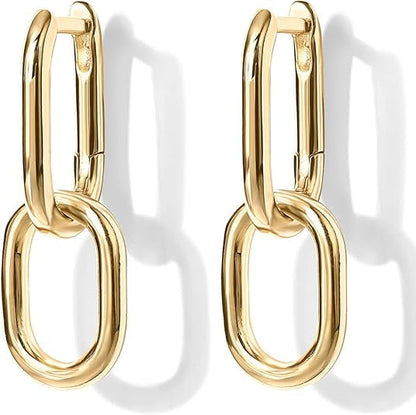 Schakel Drop Creolen | Goud