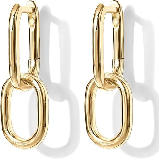 Schakel Drop Creolen | Goud