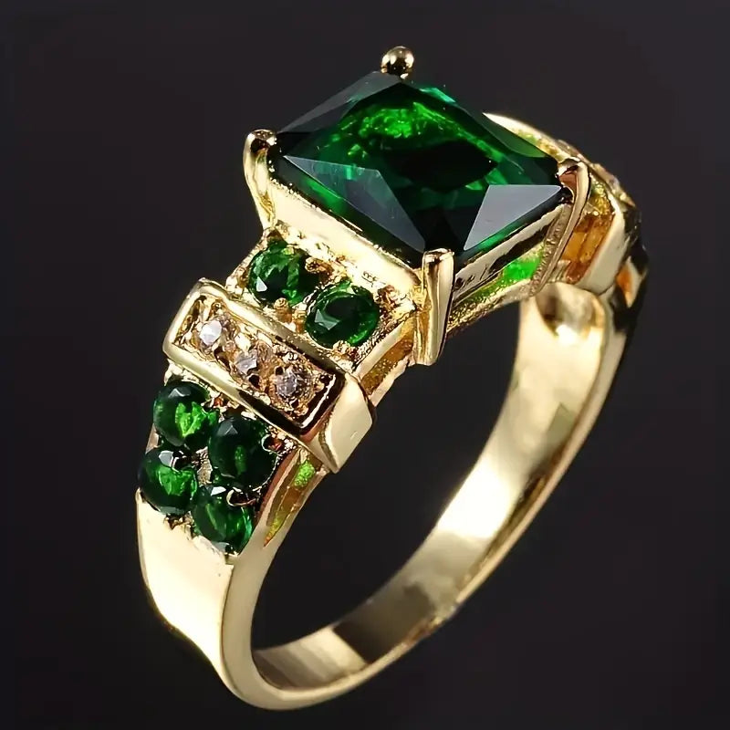 Gouden Smaragden Geometrische Ring