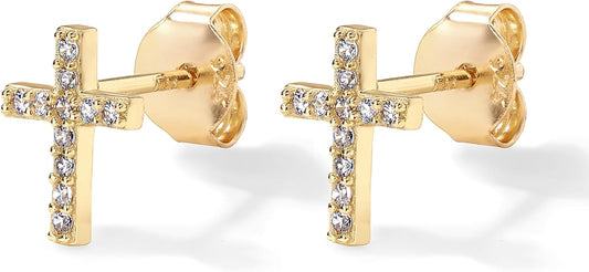Paved Kruis Studs | Goud