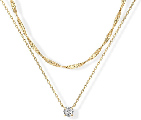 Halo Gelaagde Ketting | Goud
