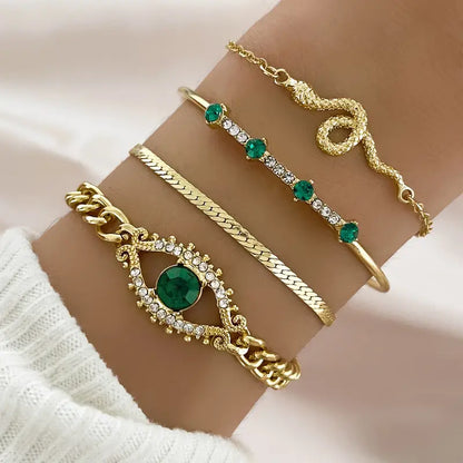 Gouden Smaragden Bedelarmband Set