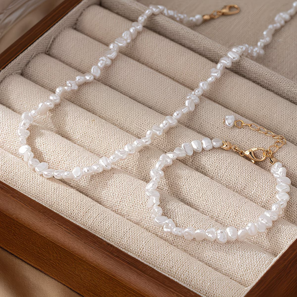 Barokke Parel Ketting & Armband Set