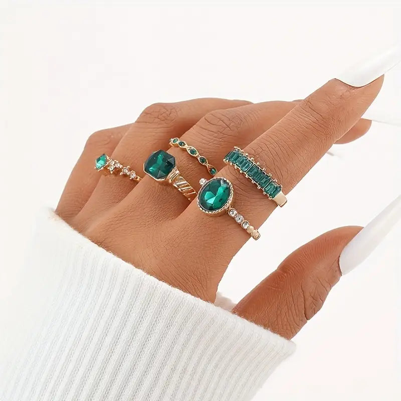Zarina Exquisite Smaragden Ring Set | Goud