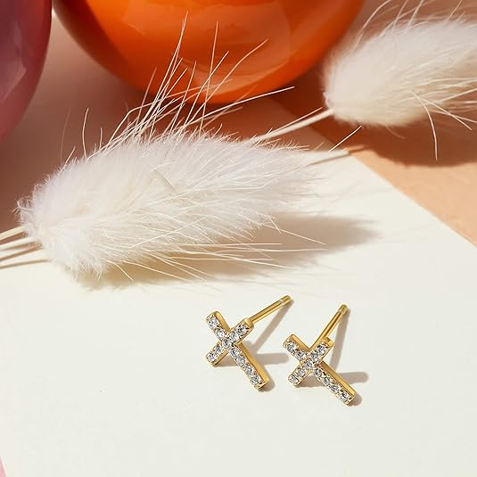 Paved Kruis Studs | Goud
