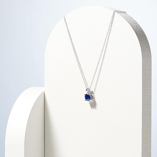 Ronde Slijpvorm Saffieren Ketting | Witgoud