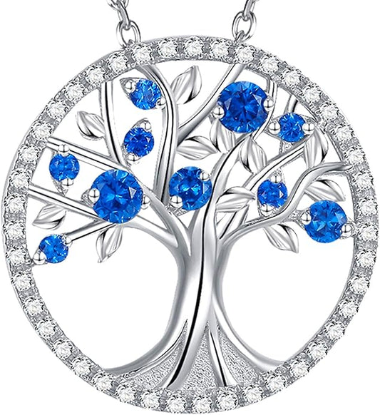 Tree van Life Saffieren Ketting | Witgoud