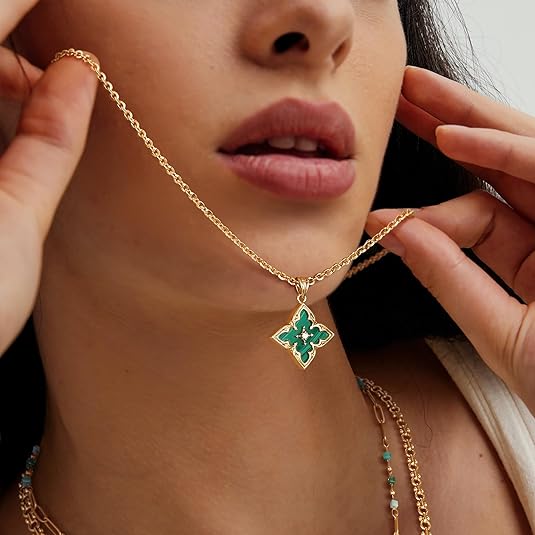 Smaragden Clover Hanger Ketting | Goud