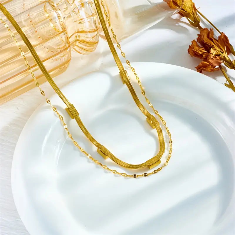 Sister Gem Double-Layer Retro Ketting | Goud