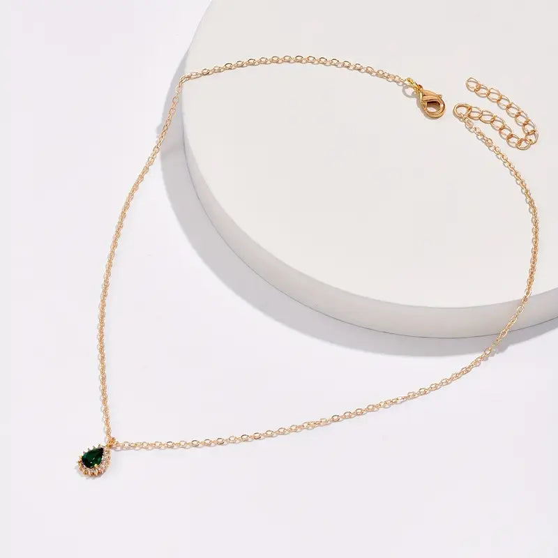 Gouden Smaragden Druppel Ketting