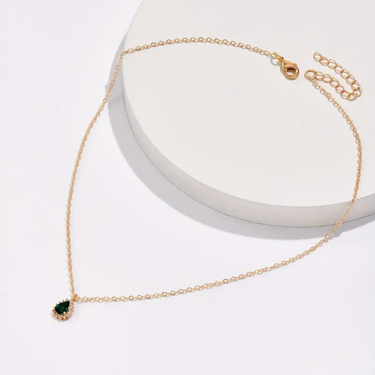 Gouden Smaragden Druppel Ketting