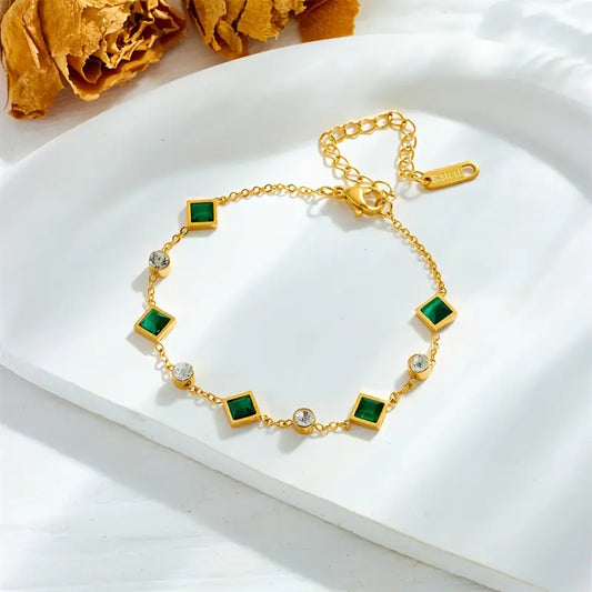 Gouden Smaragden Station Armband
