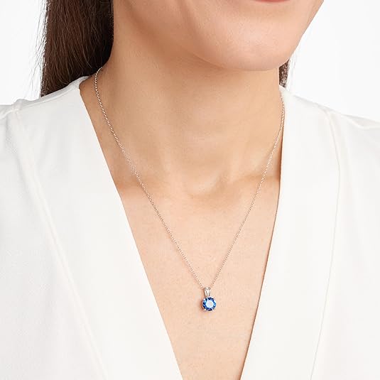 Ronde Slijpvorm Saffieren Ketting | Witgoud