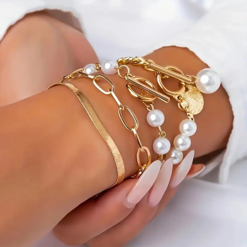 Premium Gelaagde Parel Armband Set